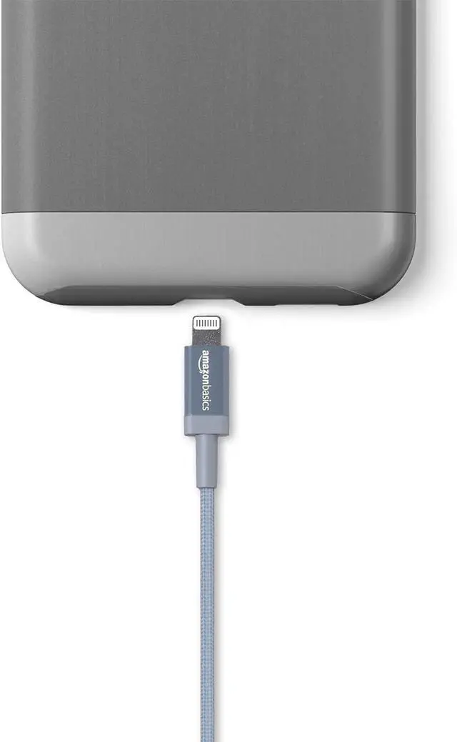Alt view image 4 of 7 - USB-A to Lightning Cable, Apple MFi Certified, Nylon Braided Cord, Fast Charging, Durable, Sturdy, 3 Foot, Dark Gray