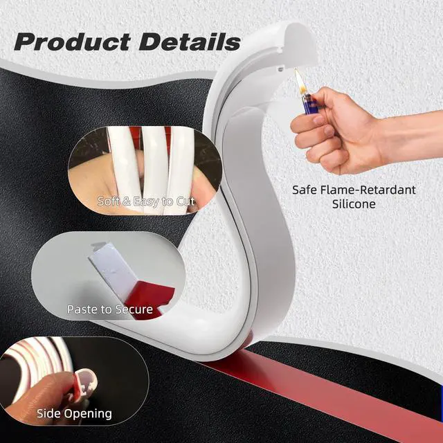 Alt view image 3 of 7 - Silicone Cord Hider Wall for 1 Cable,Side-Opening Cord Covers for Wire on Wall,Self-Adhesive Cable Hider Raceway,Small TV Wire Hider, Flexible MINI TV Cord Hider for Wall Mounted TV(78''-White)