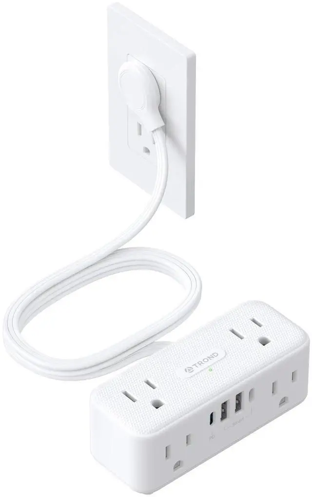 Main image of 20W USB C Power Strip Surge Protector - 5ft Flat Plug Extension Cord with Multiple 6 Outlet, 4 USB, 900 Joules, 3 Sided Design, Mountable, Compact for Home Office Travel Dorm Room Essentials