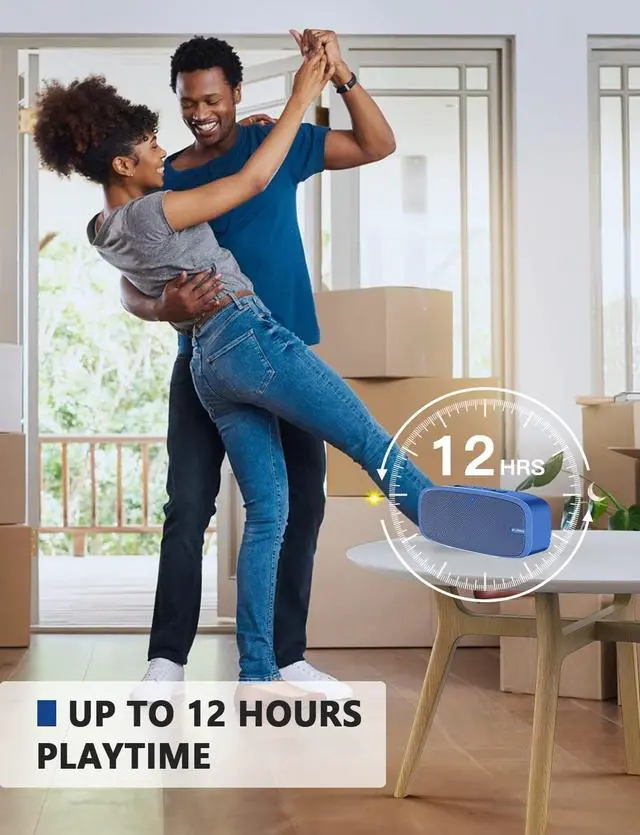 Alt view image 2 of 7 - Bluetooth Speaker, Wireless Portable Speaker with Loud Stereo Sound, Rich Bass, 12-Hour Playtime, Built-in Mic. Perfect for iPhone, Samsung and More (Blue)
