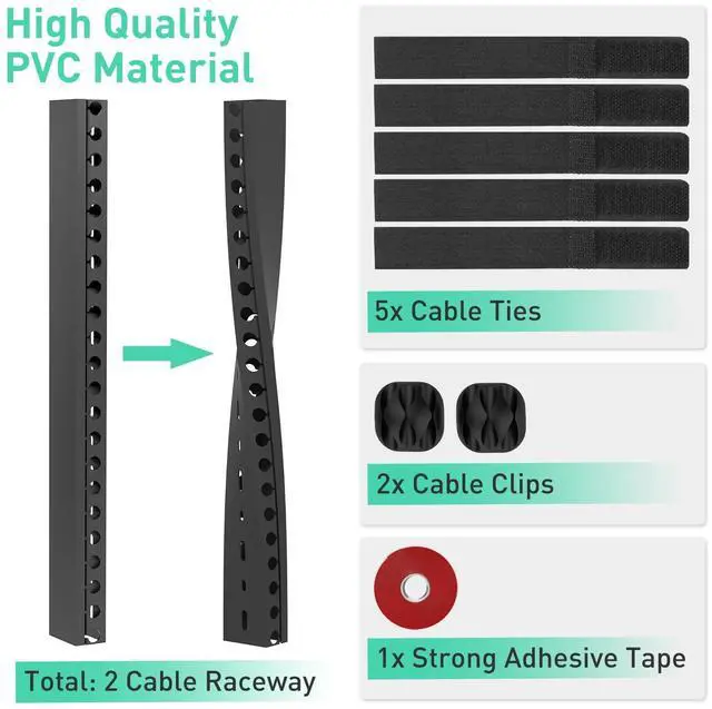 Alt view image 2 of 7 - Updated Cable Raceway Kit - 31 (2X15.4) Inch Open Slot Wire Covers for Cords, Under Desk Cable Management System to Hide Under Desk/Tv/Computer/Net/Power Cords, (Pack 2)