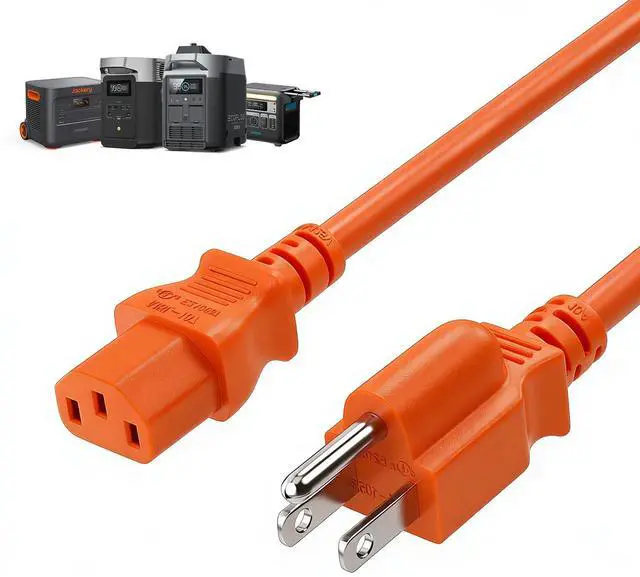 Main image of Heavy-Duty Power Station Charging Cable, 14AWG Fast Charger Cable for Jackery Explorer 2000/1500/1000 Pro,Ecoflow Delta/River Series,Bluetti EB3A;Anker 757/767, 125V 15A AC Power Cord Orange(10FT)