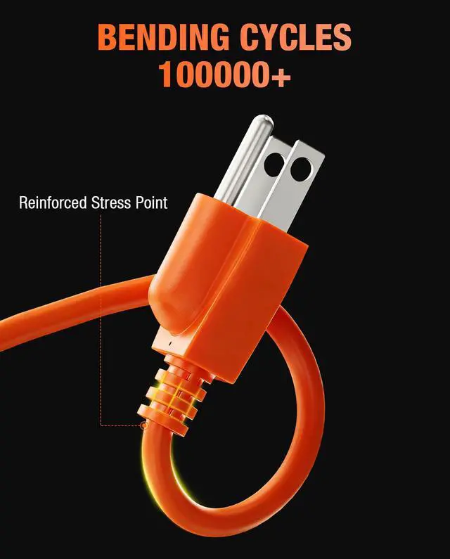 Alt view image 5 of 7 - Heavy-Duty Power Station Charging Cable, 14AWG Fast Charger Cable for Jackery Explorer 2000/1500/1000 Pro,Ecoflow Delta/River Series,Bluetti EB3A;Anker 757/767, 125V 15A AC Power Cord Orange(10FT)