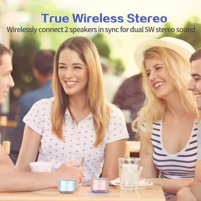 Alt view image 6 of 7 - A2 Portable Wireless Bluetooth Speaker with Lights and Lanyard,5W Mini Small Metal Speakers Bluetooth 5.0/Aux-in for iPhone Android Home Outdoor, Gifts for Women/Girls