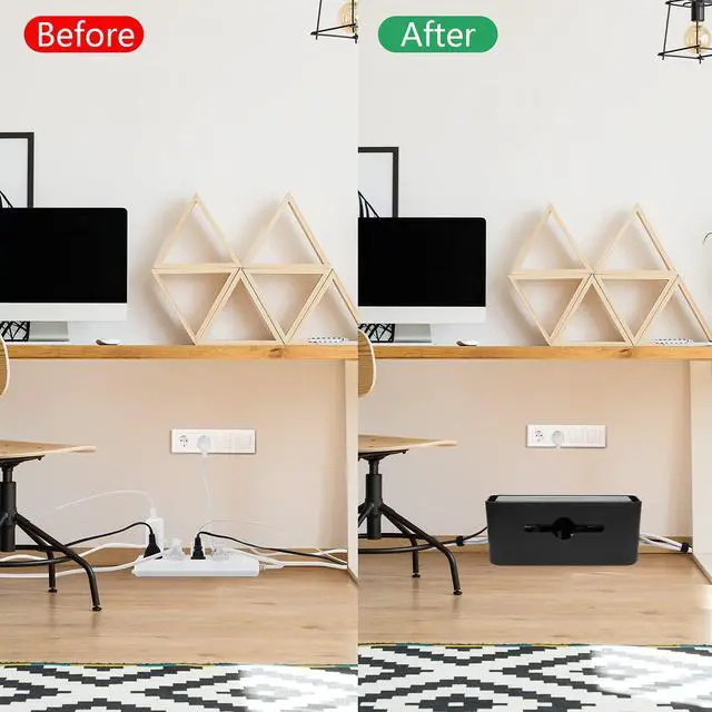 Alt view image 2 of 7 - Cable Management Box,Cord Organizer Box for Desk Floor Cable Hide,Cable Box Organizer to Cover The Power Strip Cord Wires for Home Office,Black