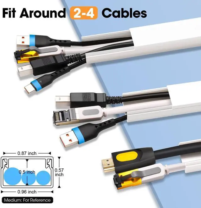 Alt view image 2 of 6 - 87in Cord Hider Kit, Cord Covers for Wires on Wall, Paintable Cable Raceway, Cord Hider for Wall Mount tv, tv Cable Hider Wall kit, Wire Covers for Cords, 6X L14.5in X W0.96in X H0.57in