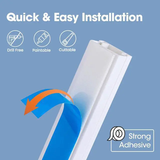 Alt view image 3 of 6 - 87in Cord Hider Kit, Cord Covers for Wires on Wall, Paintable Cable Raceway, Cord Hider for Wall Mount tv, tv Cable Hider Wall kit, Wire Covers for Cords, 6X L14.5in X W0.96in X H0.57in