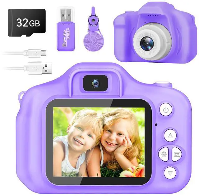 Main image of Kids Camera for Boys and Girls, Digital Camera for Kids, Toddler Camera Christmas Birthday Toy Gifts for Kids Age 3 4 5 6 7 8 9 10 with 32GB SD Card, Video Recorder 1080P HD(Purple)