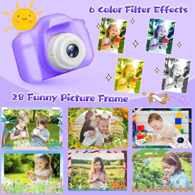 Alt view image 4 of 7 - Kids Camera for Boys and Girls, Digital Camera for Kids, Toddler Camera Christmas Birthday Toy Gifts for Kids Age 3 4 5 6 7 8 9 10 with 32GB SD Card, Video Recorder 1080P HD(Purple)