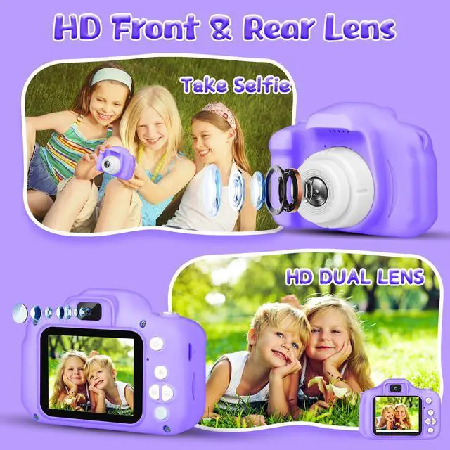 Alt view image 5 of 7 - Kids Camera for Boys and Girls, Digital Camera for Kids, Toddler Camera Christmas Birthday Toy Gifts for Kids Age 3 4 5 6 7 8 9 10 with 32GB SD Card, Video Recorder 1080P HD(Purple)