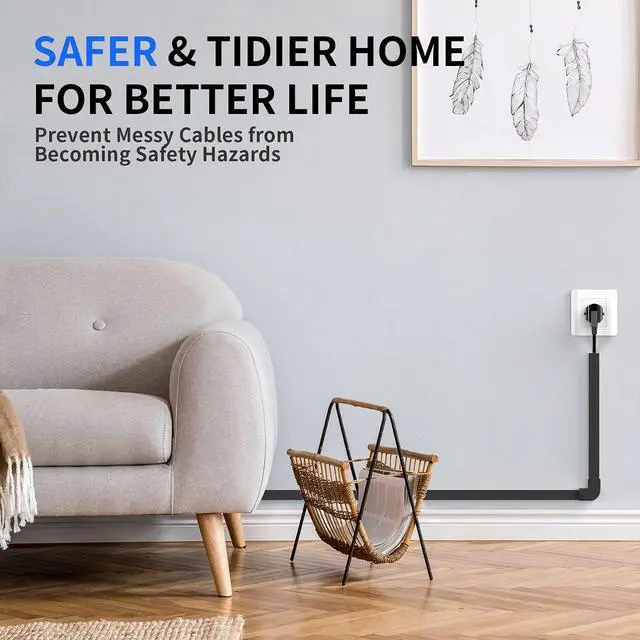 Alt view image 3 of 7 - 236in Cord Hider, One-Wire Cord Covers for Wires on Wall, Easy-to-Install Cable Hiders for Mounted Tv, Cable Management Kit, Cable Raceways, W0.59 H0.4in, Black