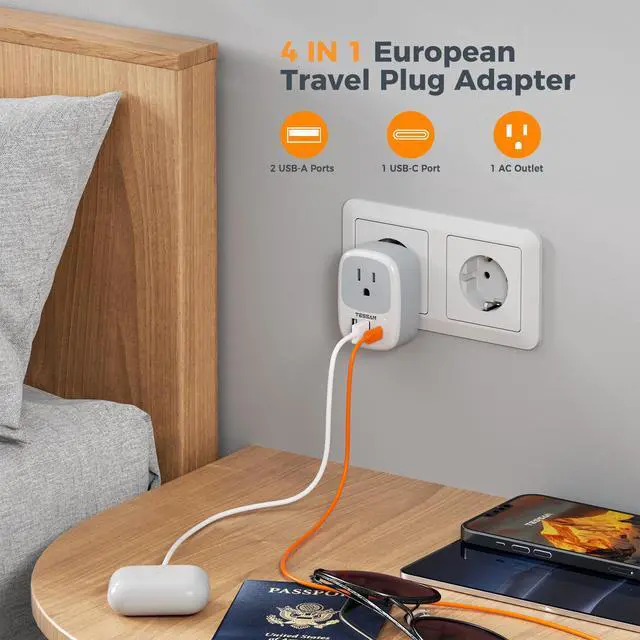 Alt view image 3 of 6 - UK Ireland Hong Kong Power Adapter, International Travel Plug with 3 USB Ports (1 USB C), Type G Converter Outlet Adaptor Charger for USA to British England Scotland Irish Qatar London