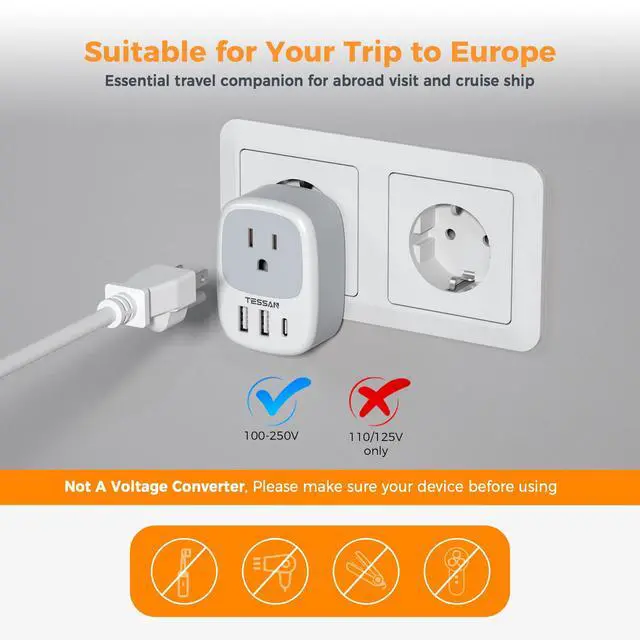 Alt view image 5 of 6 - UK Ireland Hong Kong Power Adapter, International Travel Plug with 3 USB Ports (1 USB C), Type G Converter Outlet Adaptor Charger for USA to British England Scotland Irish Qatar London