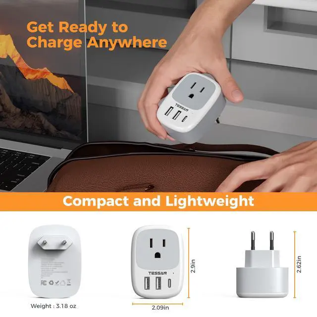 Alt view image 6 of 6 - UK Ireland Hong Kong Power Adapter, International Travel Plug with 3 USB Ports (1 USB C), Type G Converter Outlet Adaptor Charger for USA to British England Scotland Irish Qatar London