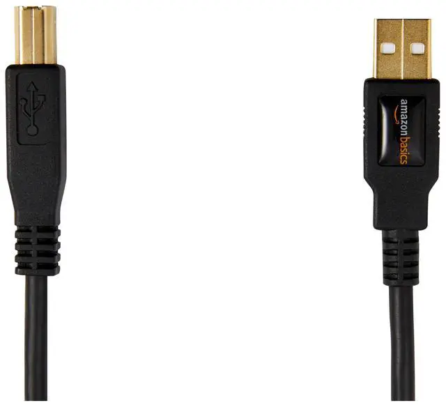 Alt view image 3 of 7 - USB-A to USB-B 2.0 Cable for Printer or External Hard Drive, Gold-Plated Connectors, 16 Foot, Black