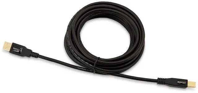 Alt view image 4 of 7 - USB-A to USB-B 2.0 Cable for Printer or External Hard Drive, Gold-Plated Connectors, 16 Foot, Black