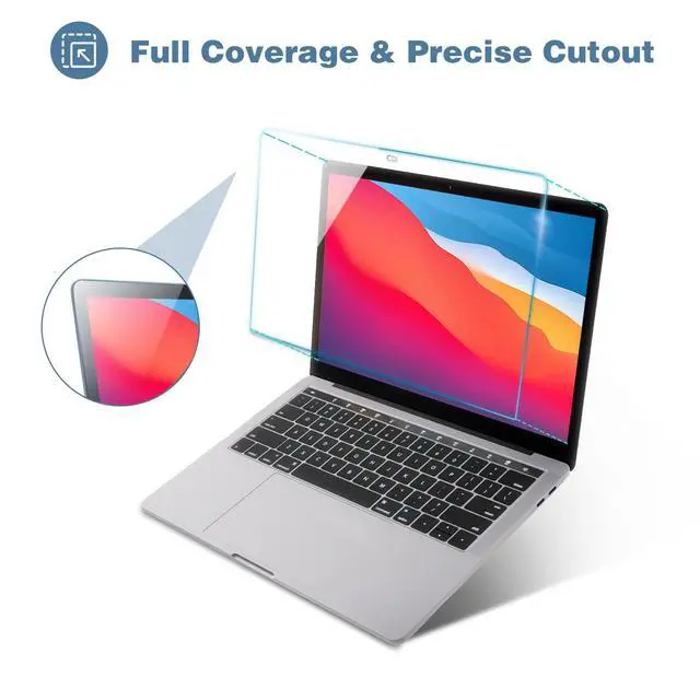Alt view image 4 of 7 - 2 Pack Tempered Glass Screen Protector for 13 Inch MacBook Air M1 Chip/MacBook Pro 13 M1 M2 Chip, 9H Screen Film Guard for Mac Air 13 (2020-2018)/ Mac Pro 13 (2022-2016)