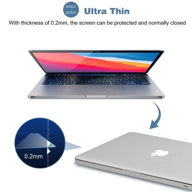 Alt view image 5 of 7 - 2 Pack Tempered Glass Screen Protector for 13 Inch MacBook Air M1 Chip/MacBook Pro 13 M1 M2 Chip, 9H Screen Film Guard for Mac Air 13 (2020-2018)/ Mac Pro 13 (2022-2016)