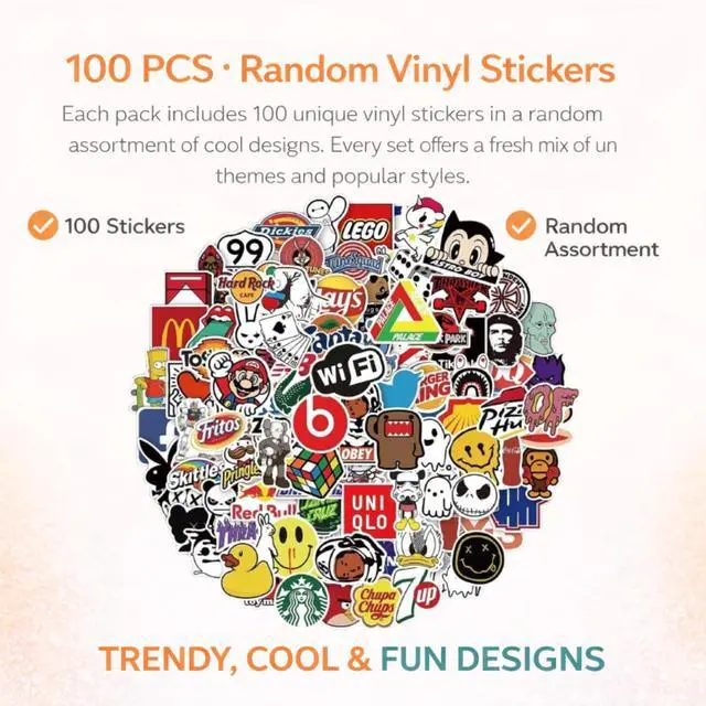 Alt view image 3 of 7 - 100PCS Random Vinyl Stickers Bulk Pack Waterproof Stickers for Kids, Teens & Adults Cute Funny Stickers for Water Bottles, Laptops, Helmets, Phone Cases, Scrapbooking, Art & More