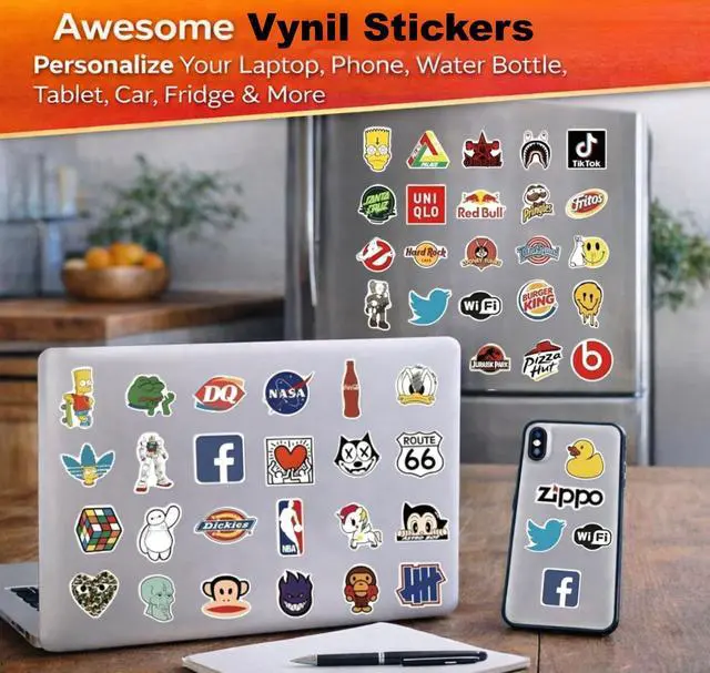 Alt view image 6 of 7 - 100PCS Random Vinyl Stickers Bulk Pack Waterproof Stickers for Kids, Teens & Adults Cute Funny Stickers for Water Bottles, Laptops, Helmets, Phone Cases, Scrapbooking, Art & More
