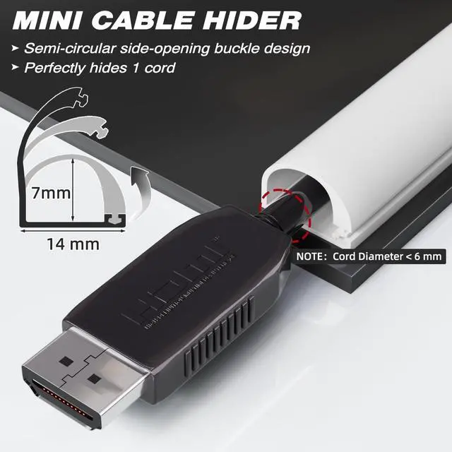Alt view image 2 of 7 - 78TV Cord Hider for Wall Mounted TV, Selfadhesive Wall Cable Hider for 1 Cord, Flexible Silicone White Cord Covers Wire Hiders for Cords on Wall,Babyproof Cable Concealer Raceway Management