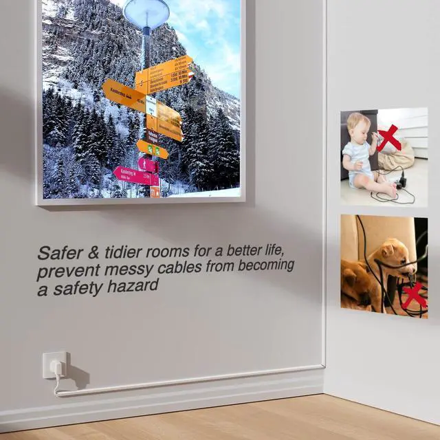 Alt view image 4 of 7 - 78TV Cord Hider for Wall Mounted TV, Selfadhesive Wall Cable Hider for 1 Cord, Flexible Silicone White Cord Covers Wire Hiders for Cords on Wall,Babyproof Cable Concealer Raceway Management