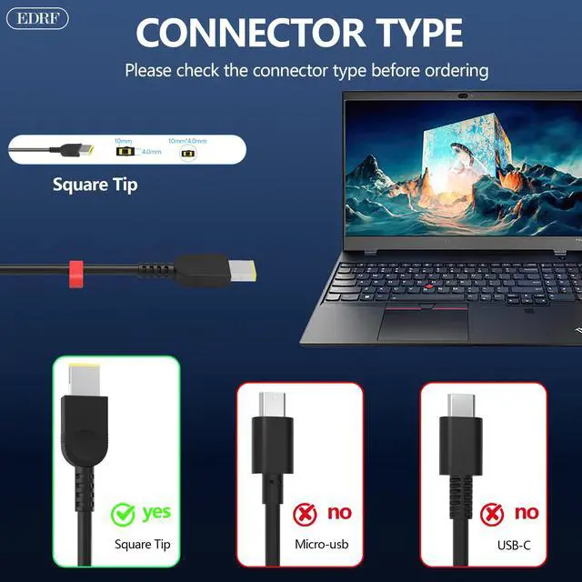 Alt view image 2 of 7 - NEW 135W Laptop Charger Compatible with Lenovo IdeaPad Yoga Slim Creator 5 7 ThinkPad X1 Extreme Ideapad Gaming 3 Ideapad Yoga Legion 5 ThinkBook 15P Ideacentre AIO Thinkstation Power Supply Adapter