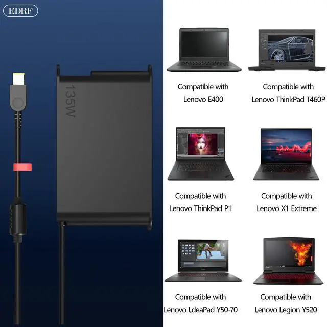 Alt view image 6 of 7 - NEW 135W Laptop Charger Compatible with Lenovo IdeaPad Yoga Slim Creator 5 7 ThinkPad X1 Extreme Ideapad Gaming 3 Ideapad Yoga Legion 5 ThinkBook 15P Ideacentre AIO Thinkstation Power Supply Adapter