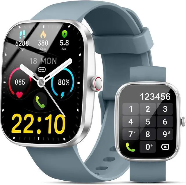 Main image of Smart Watch, 1.96" HD SmartWatch, Touch Screen Answer/Make Call, IP68 Waterproof 100+ Sport Fitness Tracker, Activity Tracker with Sleep Monitor/SpO2/Heart Rate/Pedometer for Android iOS,Gray
