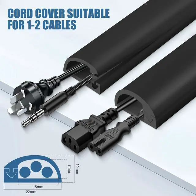 Alt view image 2 of 7 - Silicone Wall Wire Hider, Side Open Wire Covers for Cords on Wall, 3.3FT Self-Adhesive Flexible Cord Hider for Mounted TV, Home Office, Cavity 0.63" W x 0.31" H