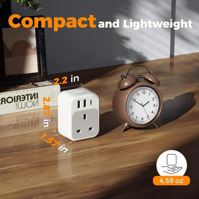 Alt view image 5 of 7 - UK to US Plug Adapter, UK Adapters for Travel with AC Outlet 3 USB (1 USB C), Type G Power Adapter Ireland London Scotland Kenya Dubai Singapore to Type B USA Travel Adaptor