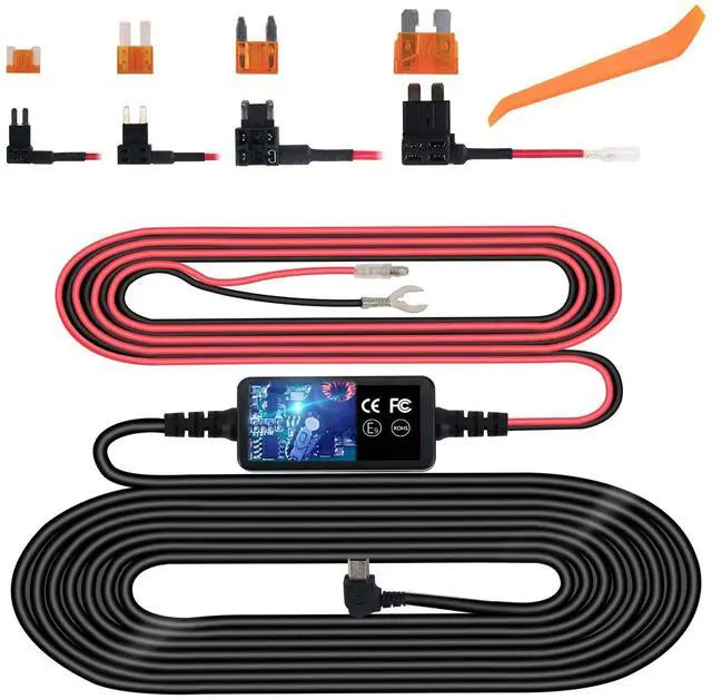Main image of Dash Cam Hardwire Kit, Mini USB Hard Wire Kit Fuse for Dashcam, 12V-24V to 5V Car Dash Camera Charger Power Cord, Gift 4 Fuse Tap Cable and Installation Tool(11.5ft