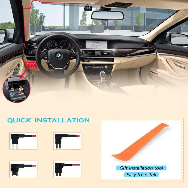 Alt view image 5 of 7 - Dash Cam Hardwire Kit, Mini USB Hard Wire Kit Fuse for Dashcam, 12V-24V to 5V Car Dash Camera Charger Power Cord, Gift 4 Fuse Tap Cable and Installation Tool(11.5ft