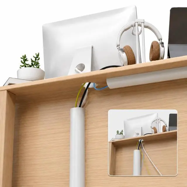 Alt view image 6 of 7 - Cord Hider Raceway Kit, 39 inch Wall Cable Hider for 1 Cable, Silicone Material Hiding Wall Mount TV Powers Cords in Home Office, W0.59 H0.39in White
