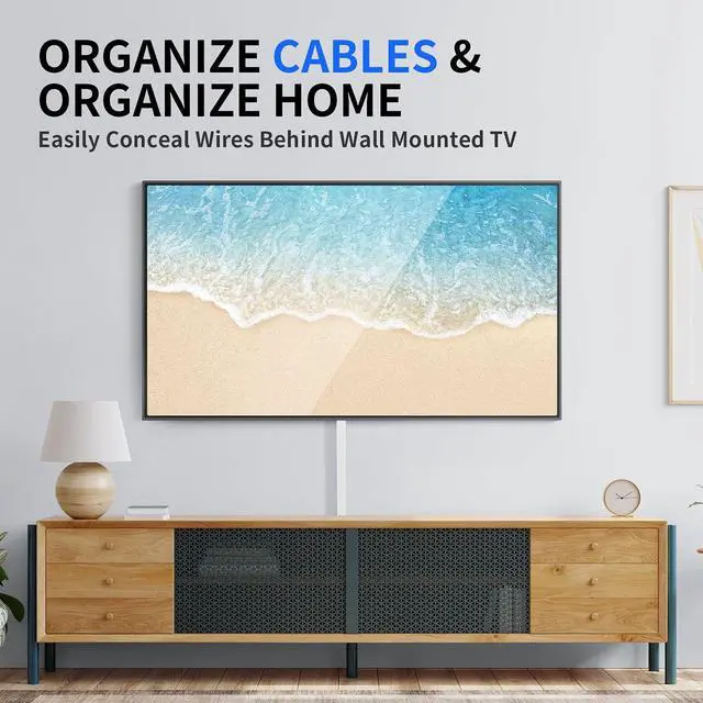 Alt view image 7 of 7 - Cord Hider, 315in Total Cord Covers for Wires on Wall, Paintable Cable Cover for Wall Mounted TV, Easy Install Cable Raceways to Hide 1-2 Cords, 20 Pack, Each 15.7"L x 0.59"W x 0.40"H, White