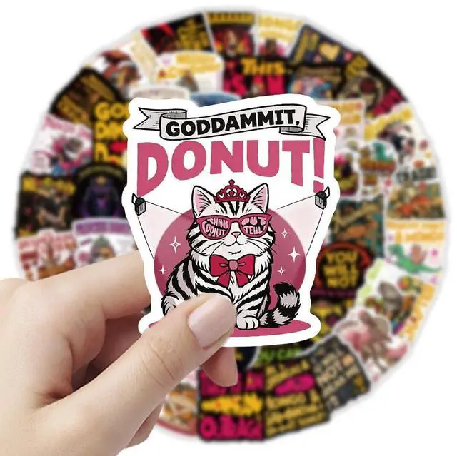 Alt view image 4 of 7 - 60Pcs DCC This is an Outrage Princess Donut Sticker Funny Dungeon Book Crawler Reading Carl Merch Stickers