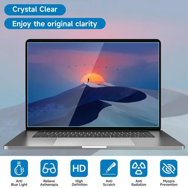 Alt view image 4 of 7 - 2 Pack 16 Inch 16:10 Anti Blue Light Laptop Screen Protector, Reduce Eye Strain Anti Glare Screen Protector for 16 with 1920x1200 Resolution Laptops, Not for 16.1''