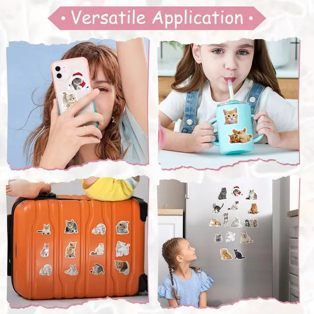 Alt view image 6 of 7 - 100 Pcs Cat Stickers, Cute Meme Kitten Stickers for Water Bottles Laptop Guitar Suitcase, DIY Waterproof Vinyl Decals Gifts for Adults Teens Kids Boys Girls