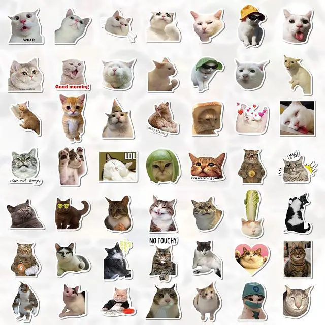 Alt view image 3 of 7 - 100 Pcs Cat Stickers, Cute Meme Kitten Stickers for Water Bottles Laptop Guitar Suitcase, DIY Waterproof Vinyl Decals Gifts for Adults Teens Kids Boys Girls