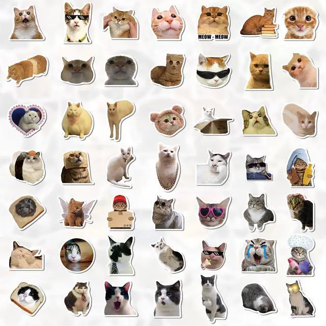 Alt view image 4 of 7 - 100 Pcs Cat Stickers, Cute Meme Kitten Stickers for Water Bottles Laptop Guitar Suitcase, DIY Waterproof Vinyl Decals Gifts for Adults Teens Kids Boys Girls