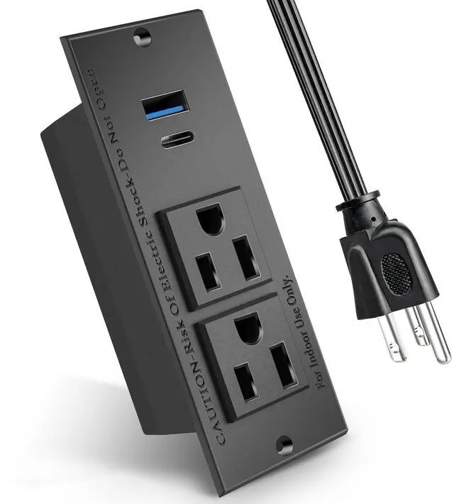 Main image of 20W PD Conference Recessed Power Strip with Fast USB C, Furniture Recessed Outlet, Desktop Power Strip, Desktop Charging Station with 2 Outlets and 1 USB and 1 Type-C
