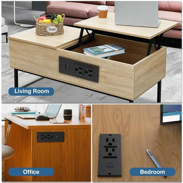 Alt view image 7 of 7 - 20W PD Conference Recessed Power Strip with Fast USB C, Furniture Recessed Outlet, Desktop Power Strip, Desktop Charging Station with 2 Outlets and 1 USB and 1 Type-C