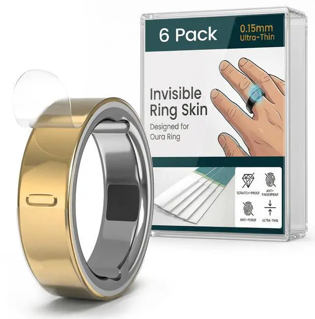 Main image of Ultra-Thin Clear Skin Protector for Oura Ring Gen 4/4 Ceramic/Gen 3, Invisible Transparent Anti-Scratch Protective Film Smart Rings Cover, 6-Pack