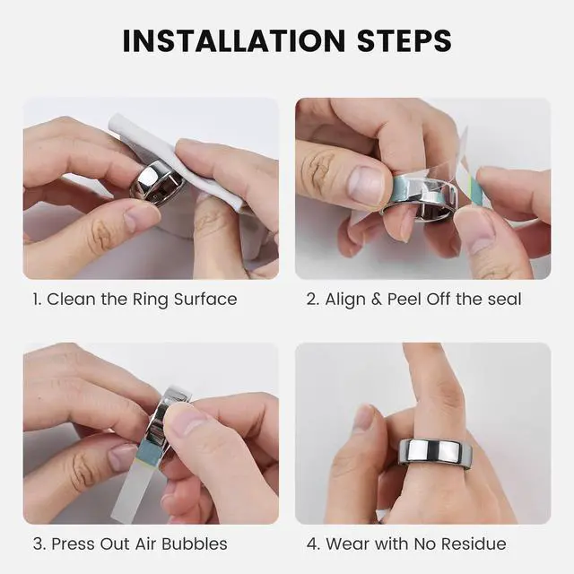 Alt view image 7 of 7 - Ultra-Thin Clear Skin Protector for Oura Ring Gen 4/4 Ceramic/Gen 3, Invisible Transparent Anti-Scratch Protective Film Smart Rings Cover, 6-Pack