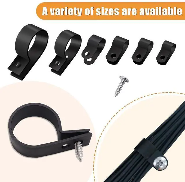 Alt view image 5 of 6 - 222PCS Cable Clips Wire Clips Assortment Kit Nylon Plastic R-Type Cable Clamps 6 Sizes (3/16'' 1/4'' 3/8'' 1/2'' 3/4'' 1'') Wire Mounting Clips with Screws for Cable Management