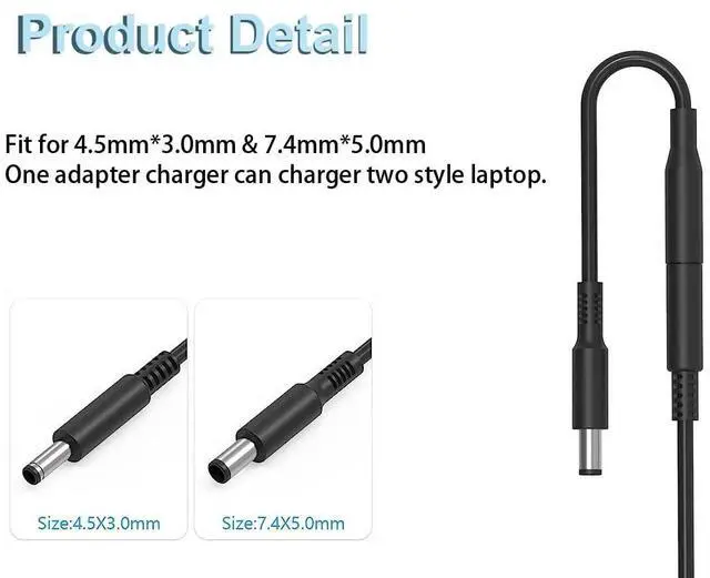 Alt view image 4 of 6 - 65W/45W Laptop Charger Fit for Dell Inspiron 15 3000 5000 7000 3511 3535 3530 3520 3521 3525 5620 5625 3552 5420 5425 5579 Latitude 3310 3420 3540 Vostro 3425 3520 5630 AC Power Supply Adapter Cord