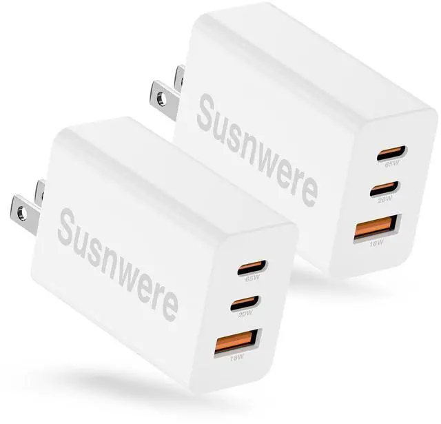 Main image of 65W Dual USB C Charger Block, 3-Port 100W Fast USB-C Power Adapter Wall Charger Plug Type C Charging Adapter for Laptop & Tablets/Android Phones iPhone 17/16/15 Pro Max, iPad Pro/Air/mini