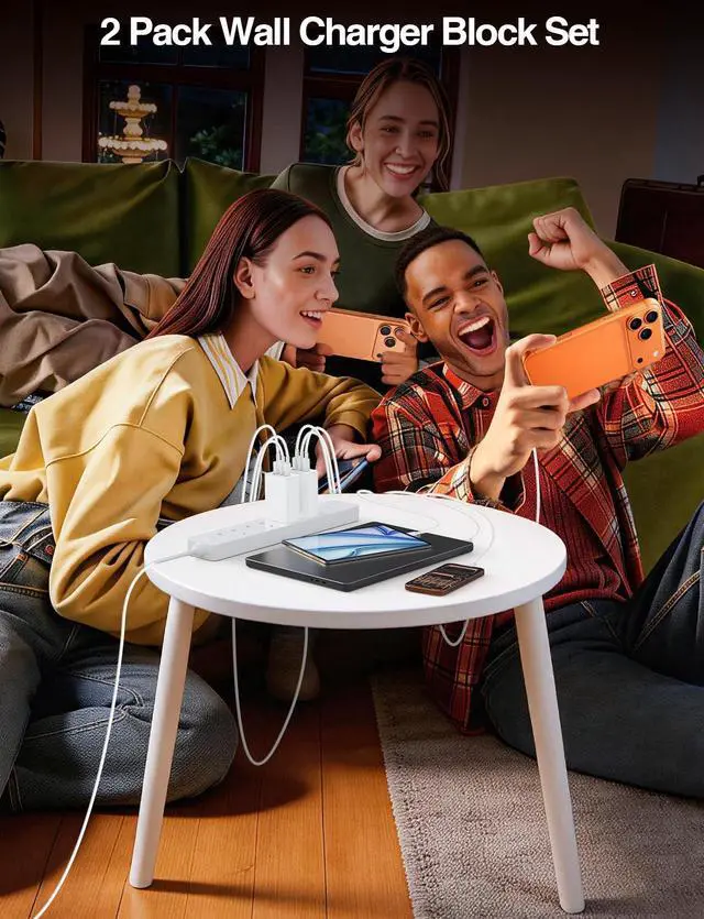 Alt view image 6 of 7 - 65W Dual USB C Charger Block, 3-Port 100W Fast USB-C Power Adapter Wall Charger Plug Type C Charging Adapter for Laptop & Tablets/Android Phones iPhone 17/16/15 Pro Max, iPad Pro/Air/mini