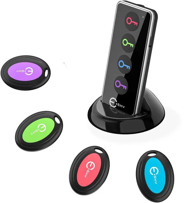 Main image of Key Finder Locator with Sound, 80dB Item Trackers with 131ft Range Beeper Tags, Wireless Key Finders for Finding Keys Wallet Remote Control Pet Phone, 4 Receivers & Flashlight
