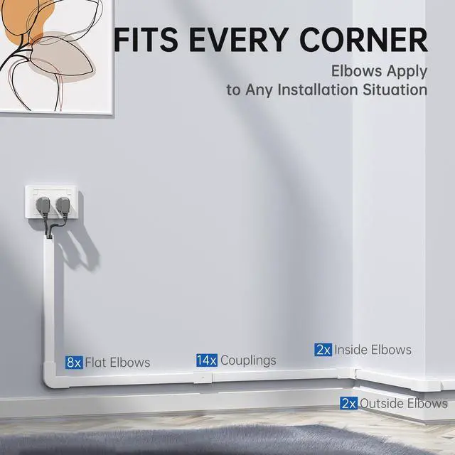Alt view image 3 of 7 - Cable Hider, 315in Cord Covers for Wires on Wall, One-Cord Cord Hider, Paintable Wire Hiders Wire Covers for Cords, Cable Management for Hiding 2-3 Wires, 20x L15.7 W0.95 H0.55in, White